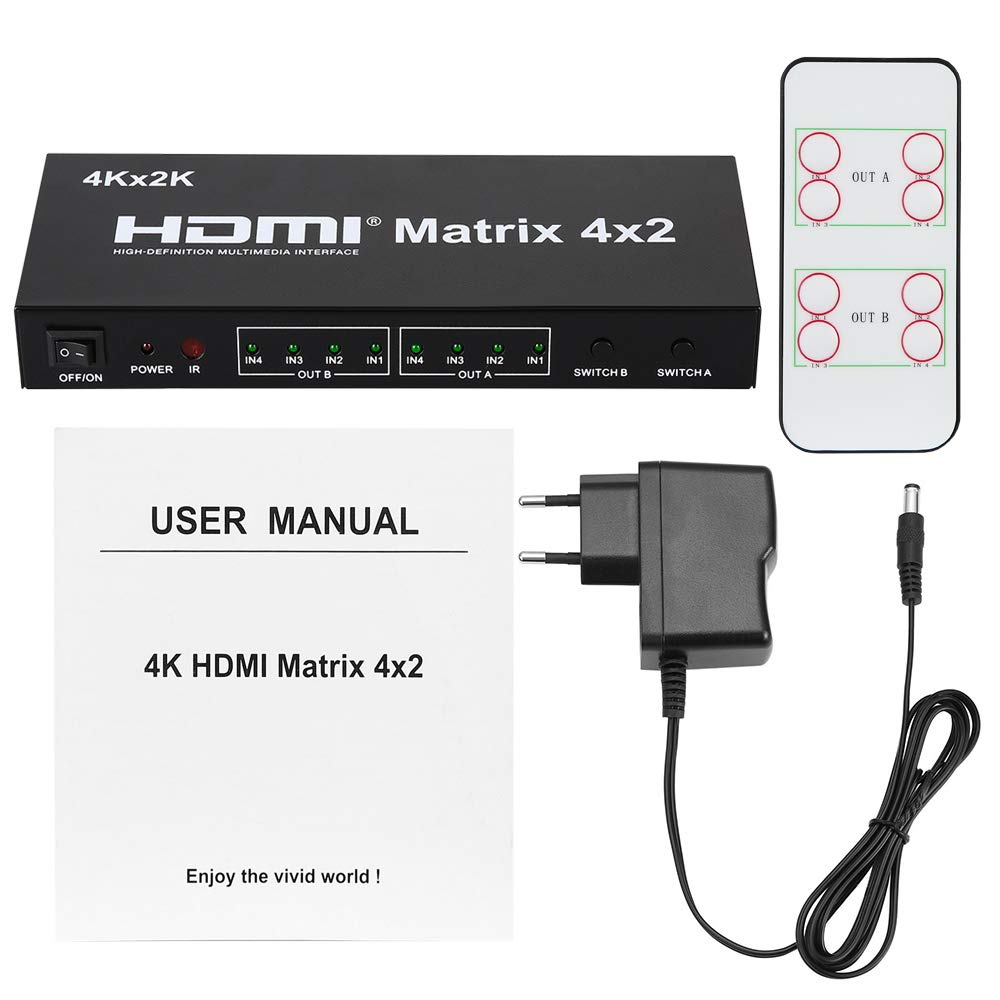 BOXNUBE HDMI 4x2 Matrix + Audio Extractor HDMI Switch Splitter Converter Switcher with Remote Control 4 in 2 Out 3D 1080p BOXNUBE HDMI 4x2 Matrix + Audio Extractor HDMI Switch Splitter Converter Switcher with Remote Control 4 in 2 Out 3D 1080p